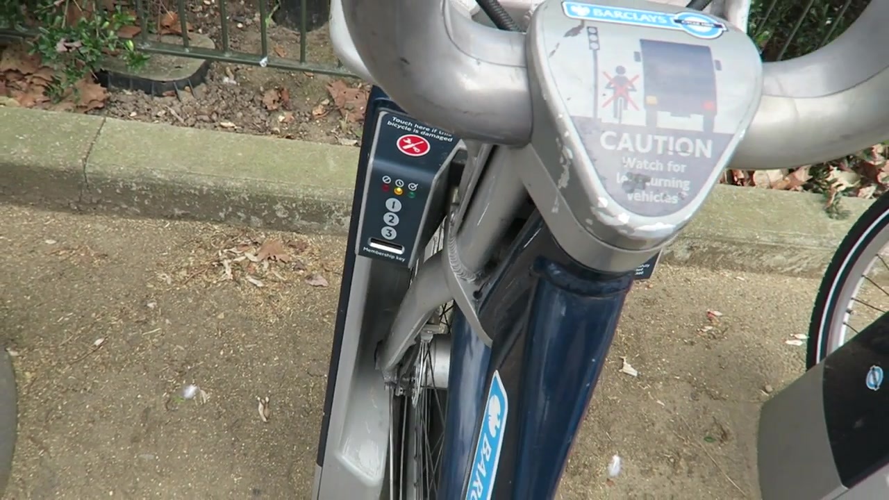 A London hire bicycle at the docking station during the 2015 outing.