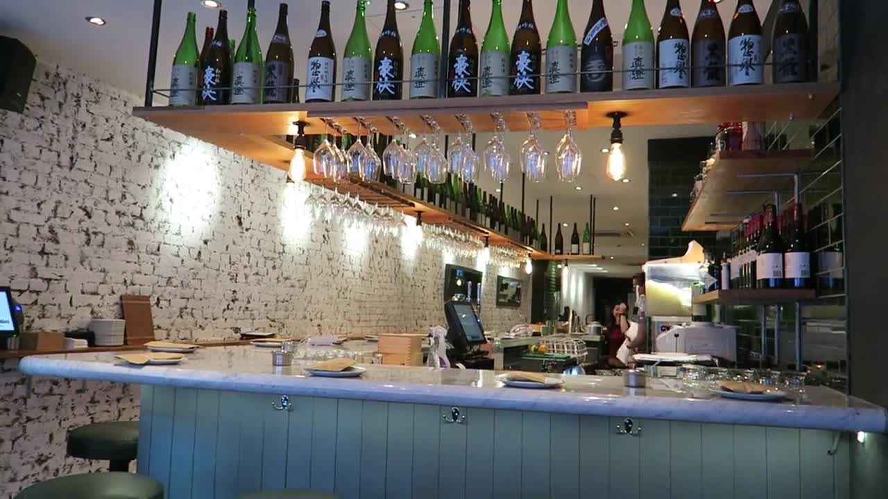 The bar inside Shackfuyu shortly after opening