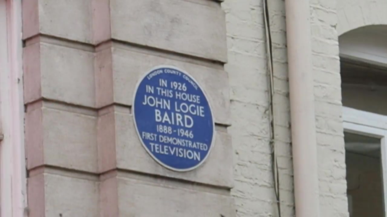 Blue plaque commemorating John Logie Baird at 22 Frith Street
