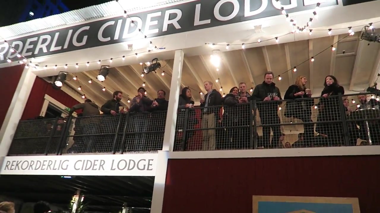 Visitors on the upper balcony of the Rekorderlig Cider Lodge in 2015.