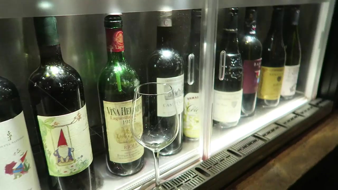 Wine bottles displayed in the dispensing machines at Vagabond Wines.