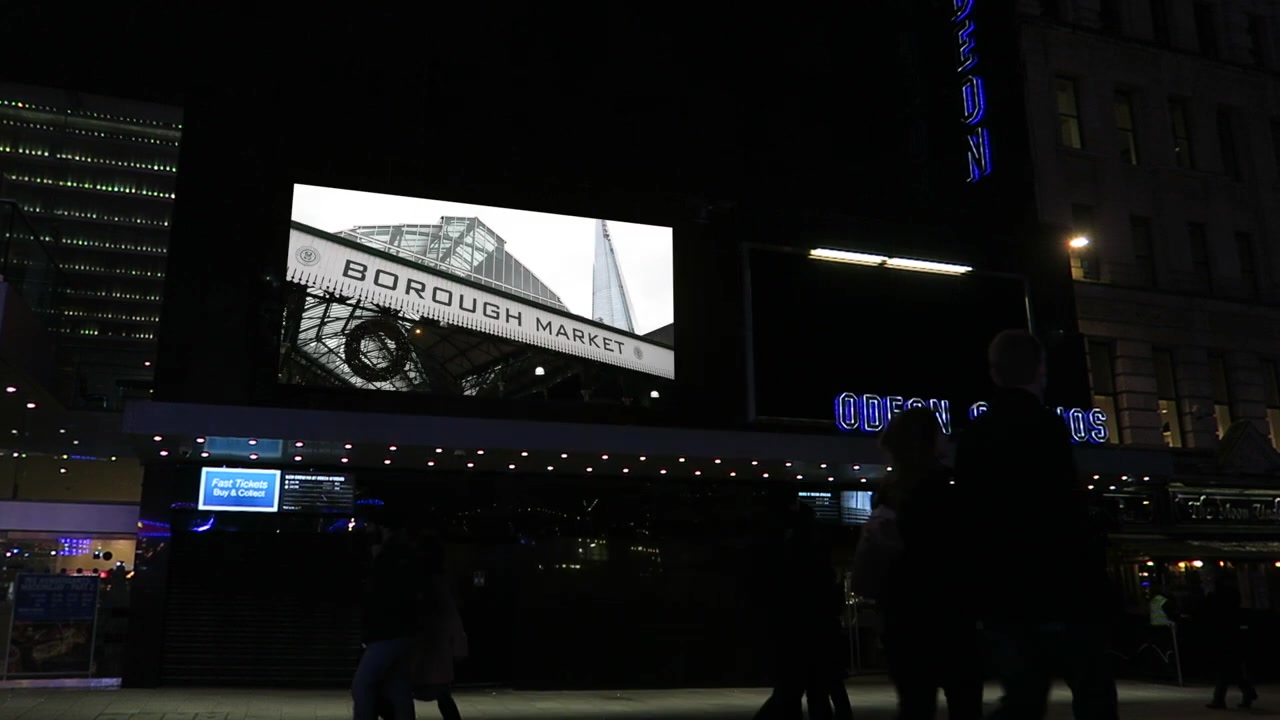 Borough Market sign appearing inside the edited London cinema screen montage.