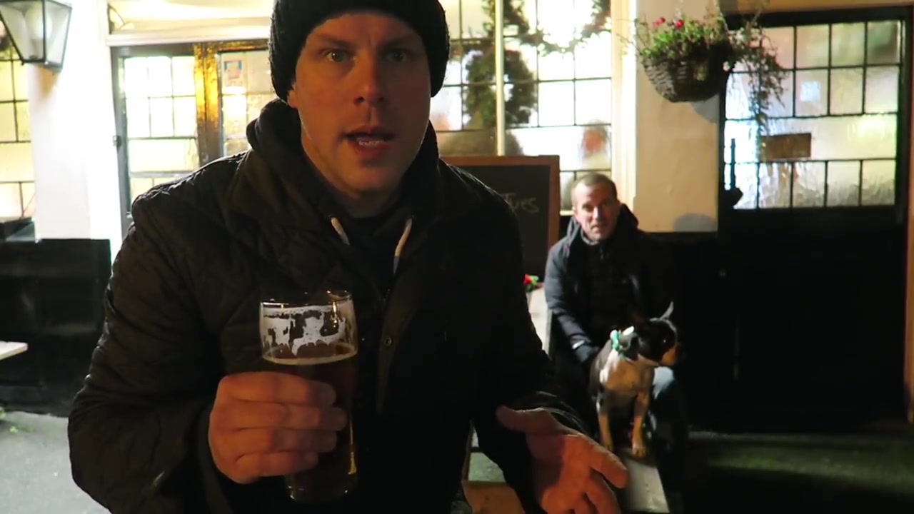 Robert with a pint outside the pub on Christmas Eve 2015.