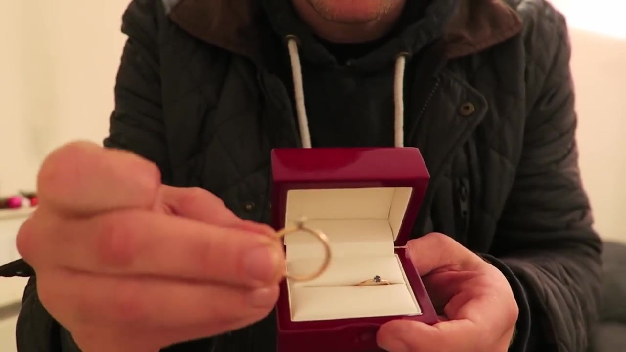 Robert showing a handmade ring and an open jewellery box on Christmas Eve 2015.