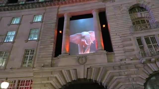 Elephant projection in an archway near Regent Street at Lumiere London 2016