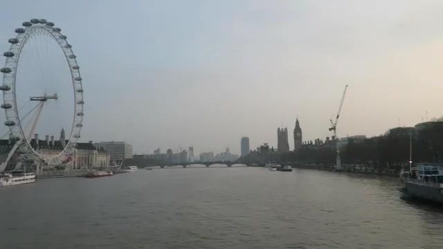 The London Eye and Westminster seen across the Thames.