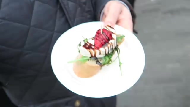 Goats’ cheese with rocket and strawberry on bread from Donostia Social Club.