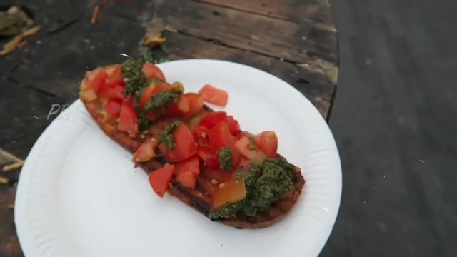 Tomato and pesto bruschetta at Southbank Centre Market.